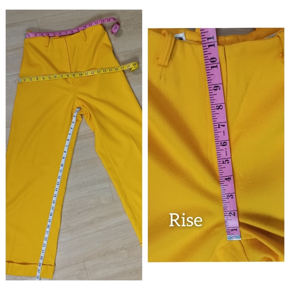 SOLD Vintage Addenda Women's XS Yellow Wool USA Wide Leg Sailor Nautical Pants - Picture 4 of 6